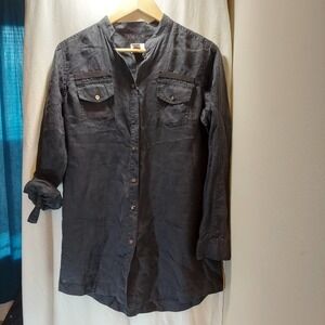Chico's Black Dress/Shirt Button Up, Tab Sleeves. Size1.